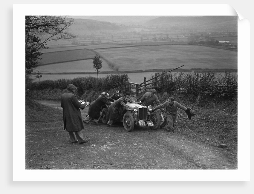 MG PB of K Scales getting a push during the MG Car Club Midland Centre Trial, 1938 by Bill Brunell