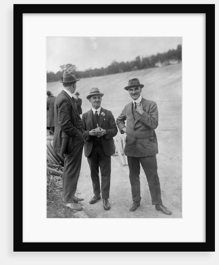 John Portwine and Selwyn Edge of AC Cars at Brooklands motor racing circuit, Surrey, c1921 by Bill Brunell