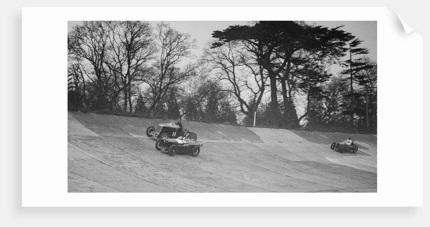Lea-Francis Hyper of AS Llewellyn and Amilcar of Major A Gardner, BARC meeting, Brooklands, 1930 by Bill Brunell