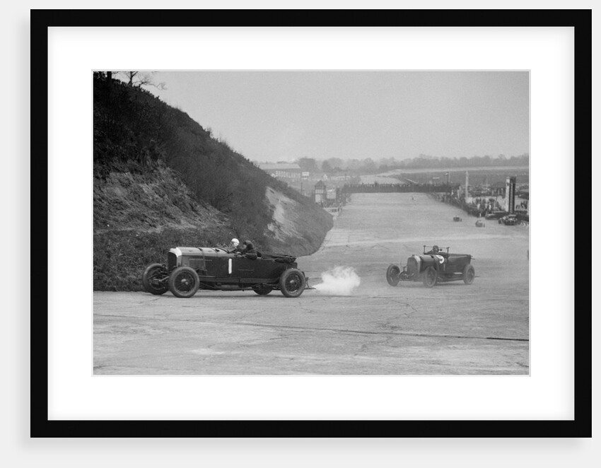 Bentley of Tim Birkin and Austro-Daimler of Edgar Fronteras, BARC meeting, Brooklands, 1930 by Bill Brunell