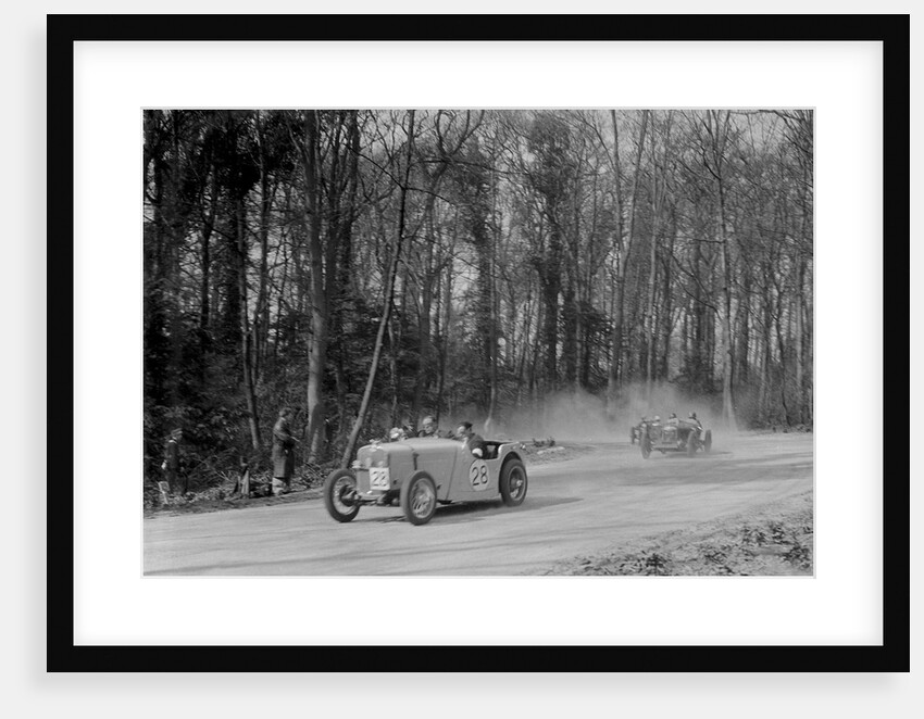 Singer of JR Baker leading a Riley at Coppice Corner, Donington Park, Leicestershire, 1933 by Bill Brunell