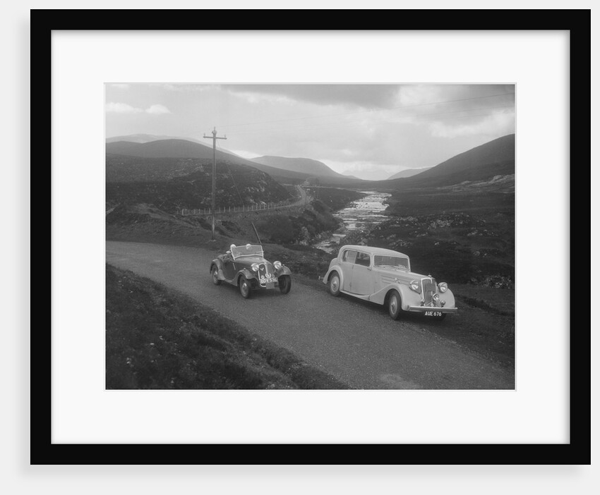 Frazer-Nash BMW 319/55 of E Violet Watson passing Bill Brunell's Standard, Scottish Rally, 1938 by Bill Brunell