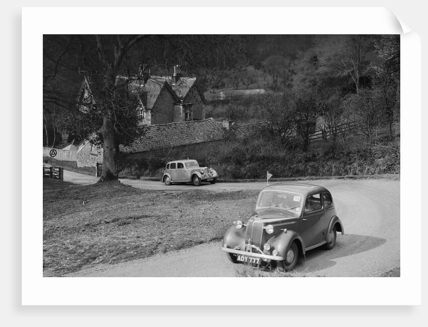 Vauxhall 10 of Miss IM Burton amd Rover of CG Dunham competing in the RAC Rally, 1939 by Bill Brunell