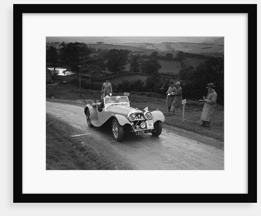 Jaguar SS 100 of Mrs V Hetherington competing in the South Wales Auto Club Welsh Rally, 1937 by Bill Brunell