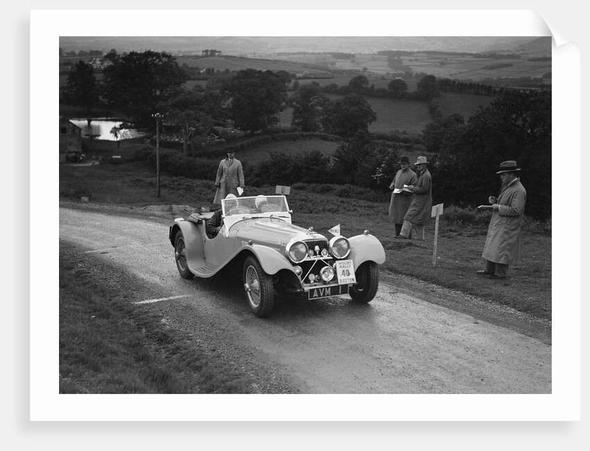 Jaguar SS 100 of Mrs V Hetherington competing in the South Wales Auto Club Welsh Rally, 1937 by Bill Brunell