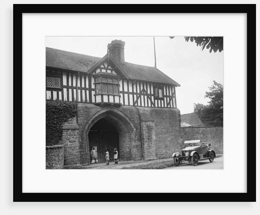 Singer 10 hp open 2-seater by the gatehouse of Stokesay Castle, Shropshire, 1920s by Bill Brunell