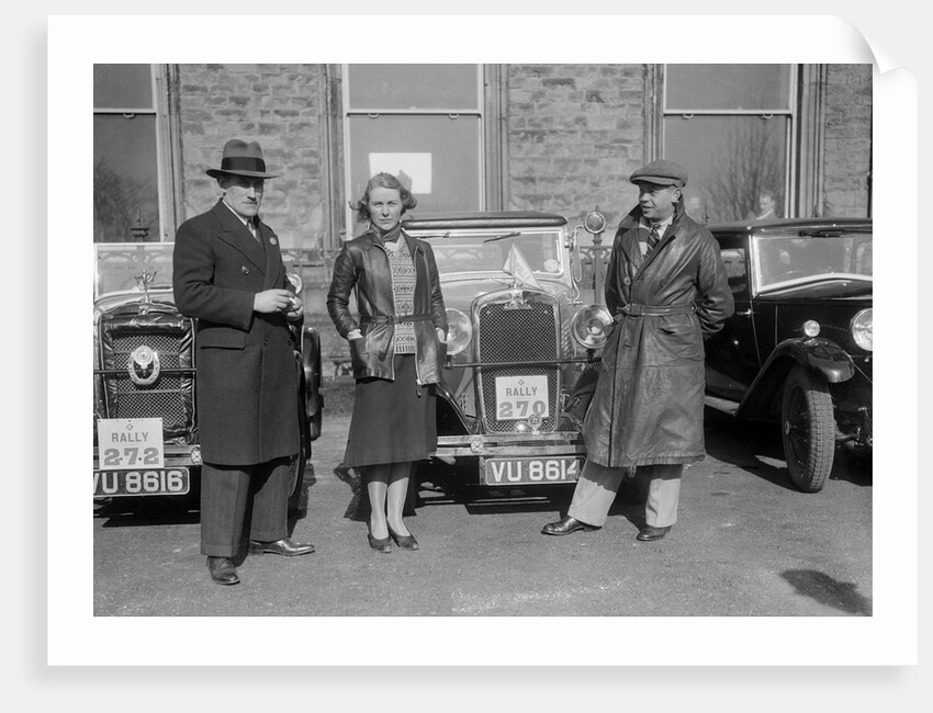 SA Crabtree and Kitty Brunell beside their Crossley cars at the RAC Rally, 1932 by Bill Brunell