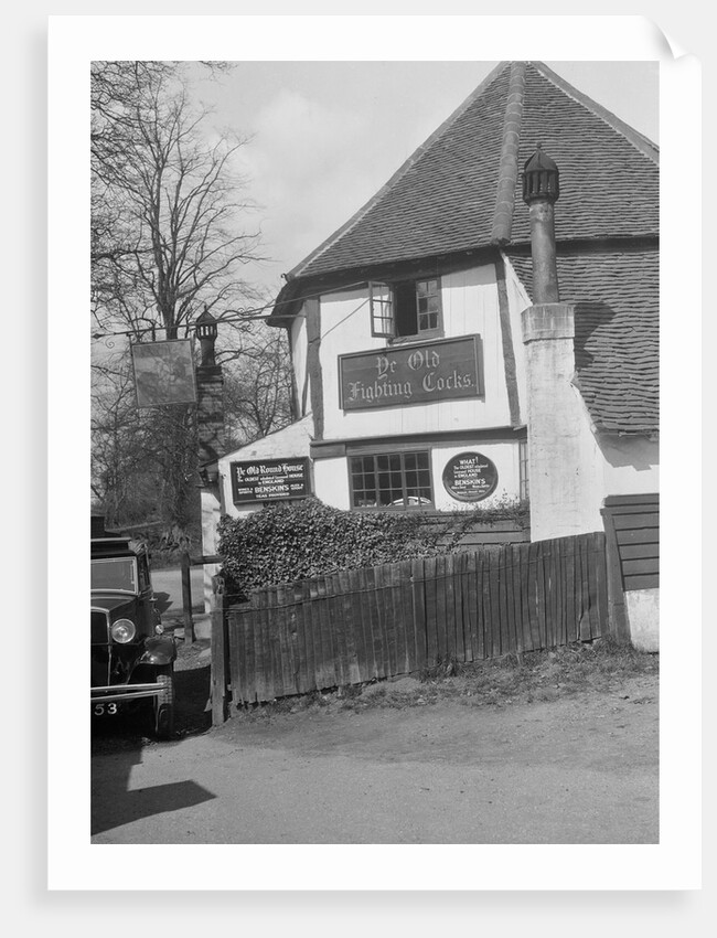 Kitty Brunell's Standard 16 outside Ye Olde Fighting Cocks inn, St Albans, Hertfordshire, 1930s by Bill Brunell