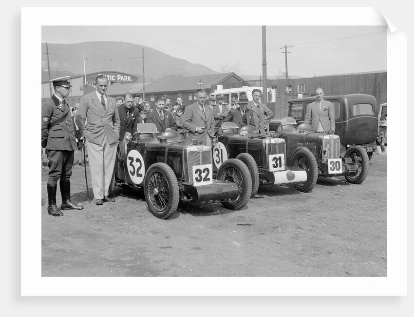 Three MG C type Midgets at the RAC TT Race, Ards Circuit, Belfast, 1932 by Bill Brunell