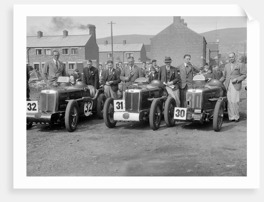 Three MG C type Midgets at the RAC TT Race, Ards Circuit, Belfast, 1932 by Bill Brunell