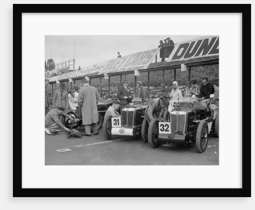 Three MG C type Midgets in the pits at the RAC TT Race, Ards Circuit, Belfast, 1932 by Bill Brunell