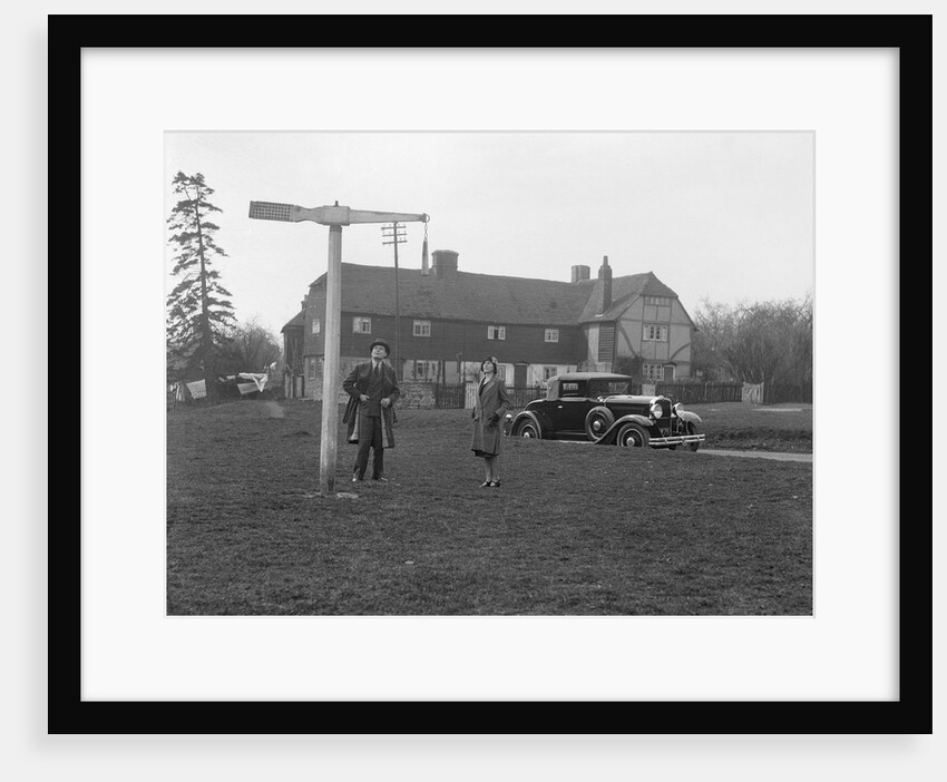 Nash drophead coupe, quintain post, Offham, near Maidstone, Kent, c1920s by Bill Brunell