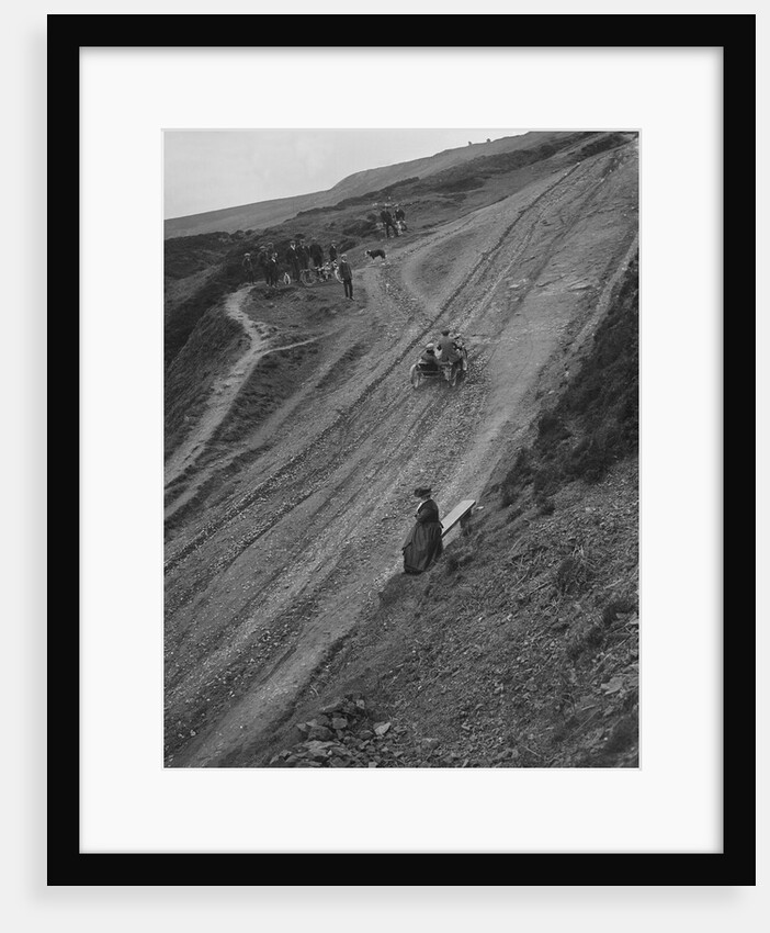 Unidentified motorcycle and sidecar, Rosedale Chimney Bank, Yorkshire, c1920-c1939 by Bill Brunell