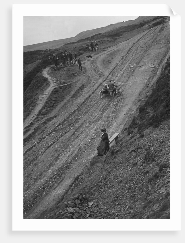 Unidentified motorcycle and sidecar, Rosedale Chimney Bank, Yorkshire, c1920-c1939 by Bill Brunell