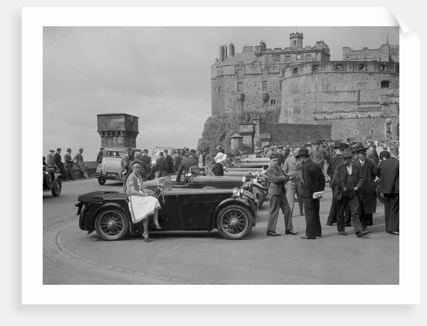 Kitty Brunell and her MG Magna on Castle Esplanade, Edinburgh, RSAC Scottish Rally, 1932 by Bill Brunell