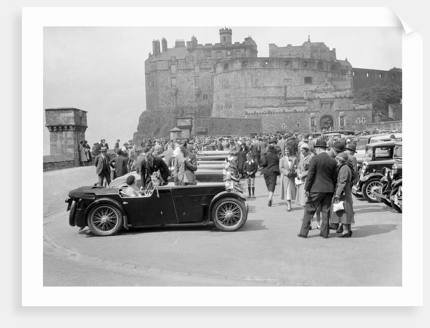 Kitty Brunell and her MG Magna on Castle Esplanade, Edinburgh, RSAC Scottish Rally, 1932 by Bill Brunell