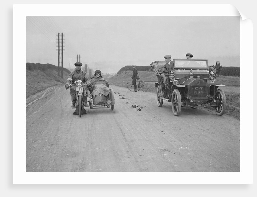Right: Darracq Vehicle Reg. No.  CT529. . Left: Unidentified motorcycle by Bill Brunell