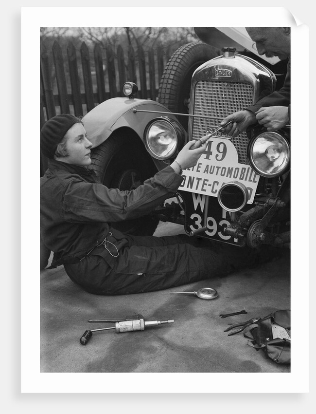 Kitty Brunell working on her Singer Junior, Monte Carlo Rally, 1928 by Bill Brunell