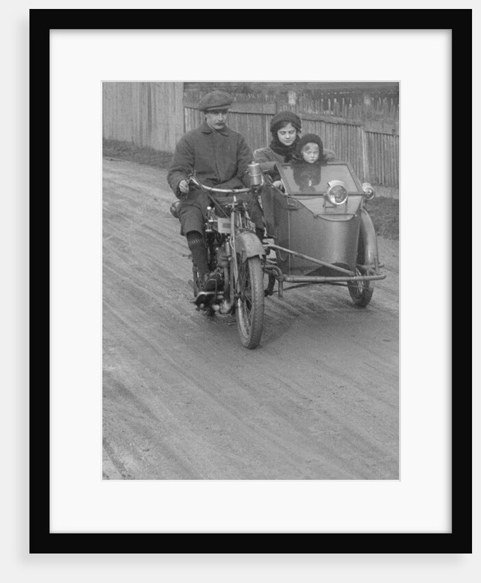 Bill Brunell riding a Clyno motorcycle and sidecar, c1920 by Bill Brunell