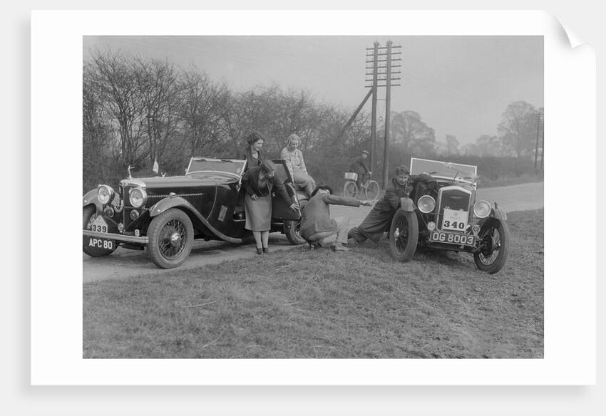 AC 4-seater tourer of Kitty Brunell and a Wolseley Hornet at the RAC Rally, 1933 by Bill Brunell
