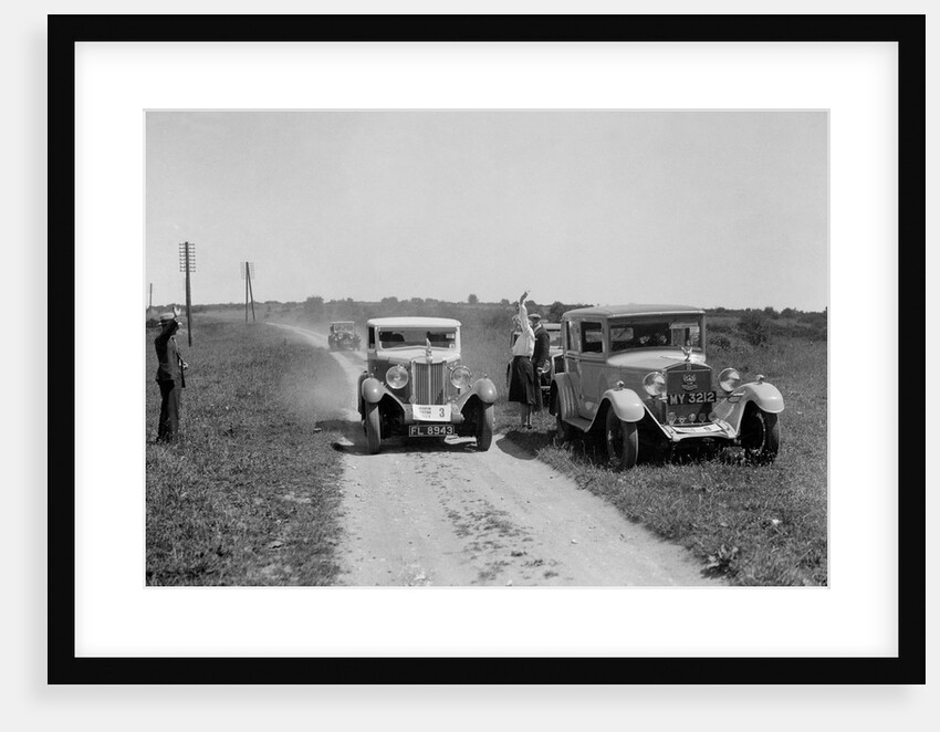MG 18/80 of Mrs R Gough and Bianchi of Kitty Brunell at the B&HMC Brighton Motor Rally, 1930 by Bill Brunell