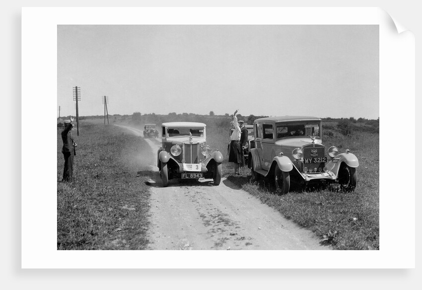 MG 18/80 of Mrs R Gough and Bianchi of Kitty Brunell at the B&HMC Brighton Motor Rally, 1930 by Bill Brunell