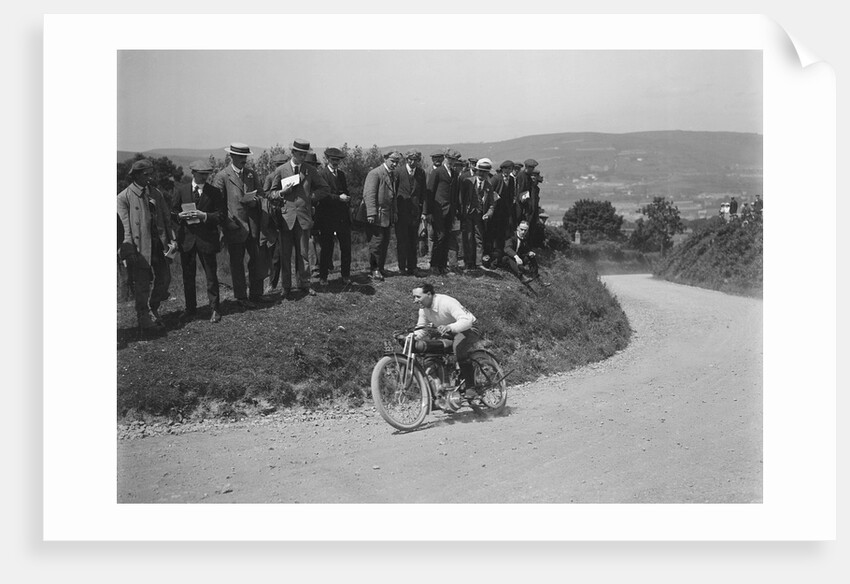 Motorcycle competing in the South Wales Auto Club Caerphilly Hillclimb, Wales, pre 1915. by Bill Brunell