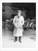DF Bentley standing in front of a Bentley car, 1921 by Unknown