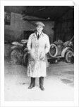 DF Bentley standing in front of a Bentley car, 1921 by Unknown