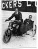 Tudor and Thompson riding a motorcycle and sidecar by Unknown