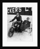 Tudor and Thompson riding a motorcycle and sidecar by Unknown