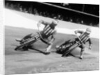 Dick Bradley (on the left) and Alby Golden at a speedway track by Anonymous