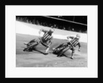 Dick Bradley (on the left) and Alby Golden at a speedway track by Anonymous
