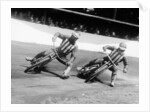 Dick Bradley (on the left) and Alby Golden at a speedway track by Anonymous