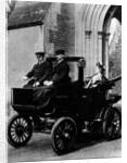 Two chauffeurs driving a convertible City and Suburban electric car by Unknown