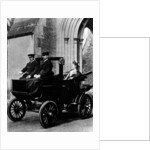 Two chauffeurs driving a convertible City and Suburban electric car by Unknown