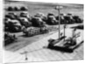 Outdoor church service with cars parked behind, USA, (1950s?) by Unknown