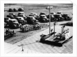 Outdoor church service with cars parked behind, USA, (1950s?) by Unknown