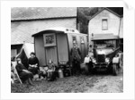 Family group with a 1925 Morris Oxford 14/28 and caravan, (Eccles, c1926?) by Unknown