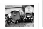 Family group with a 1925 Morris Oxford 14/28 and caravan, (Eccles, c1926?) by Unknown