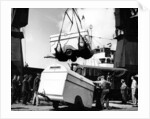 Unloading trailers from a ship, (c1950s?) by Unknown