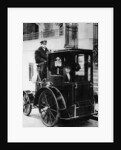 Woman passenger in a 1910 taxi cab, New York, USA, (c1910?) by Unknown
