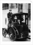 Woman passenger in a 1910 taxi cab, New York, USA, (c1910?) by Unknown