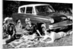 People picnicking with their 1960 Ford Anglia Deluxe, (1960?) by Unknown