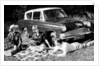 People picnicking with their 1960 Ford Anglia Deluxe, (1960?) by Unknown