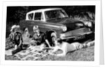 People picnicking with their 1960 Ford Anglia Deluxe, (1960?) by Unknown