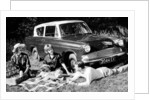 People picnicking with their 1960 Ford Anglia Deluxe, (1960?) by Unknown