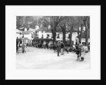 Pedestrians and riders outside the Burford Bridge Hotel, Surrey, (c1930s?) by Unknown
