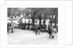 Pedestrians and riders outside the Burford Bridge Hotel, Surrey, (c1930s?) by Unknown