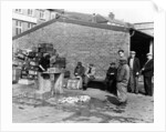 Gutting fish outside a warehouse in Whitby, North Yorkshire, 1959 by Unknown
